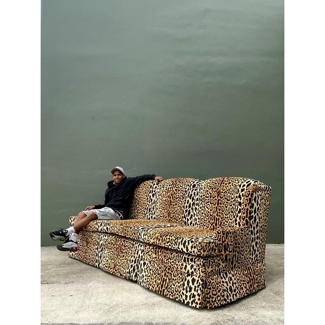 Vintage Monumental Leopard Velvet Sofa For Sale In West Palm - Image 6 of 12