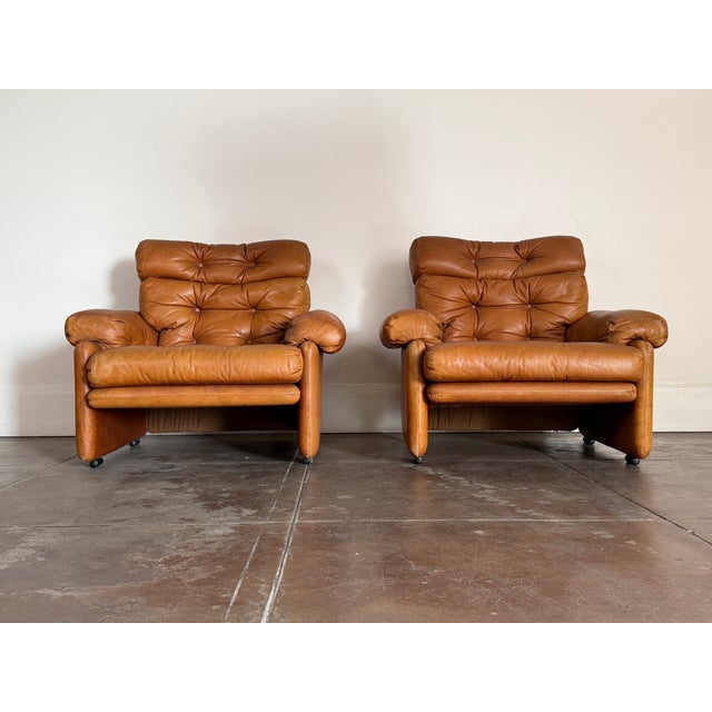 1970s C & B Italia Leather Lounge Chairs For Sale In Los Angeles - Image 6 of 12