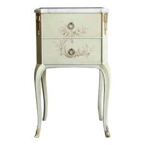 Antique Hand Painted Marble Top French Provincial Nightstand