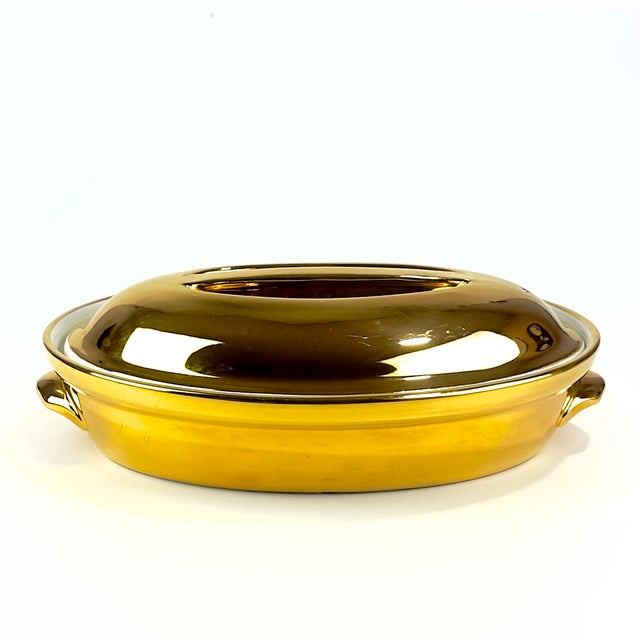 1960s Stunning Vintage Mid-Century Modern Gold Lusterware Covered Casserole Dish by Royal Worcester, Made in England For Sale - Image 5 of 15