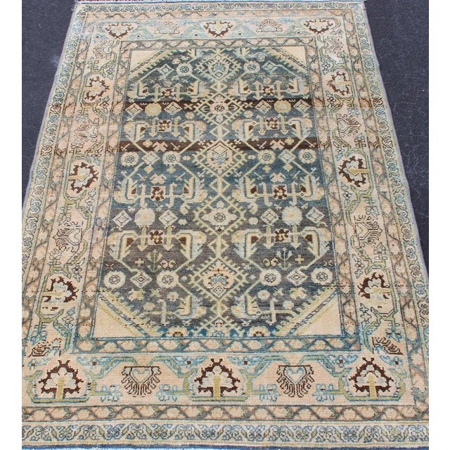 Textile Persian Malayer Rug With All-Over Design in Gray, Blue, Cream, Pink Tones For Sale - Image 7 of 13