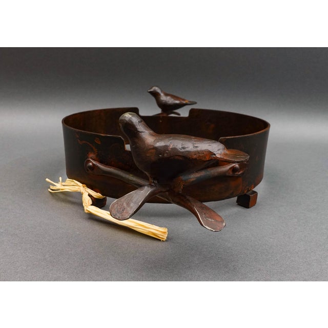 Jan Barboglio Hand Forged Iron Metal Bird Serving Dish Holder Tray Sculpture For Sale In Miami - Image 6 of 9