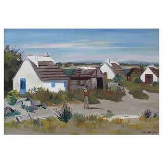 Yves Brayer, Cabins in the Camargue, 1950s, Painting, Framed For Sale