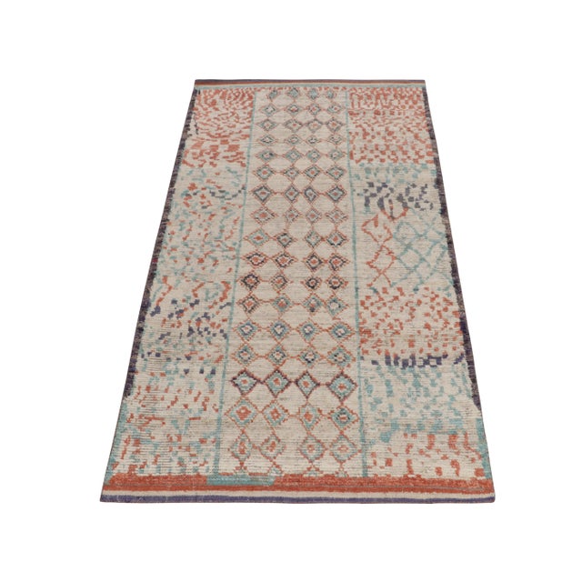 Tribal Rug & Kilim’s Moroccan Style Rug in Off-White, Red and Blue - 5'x8' For Sale - Image 3 of 7
