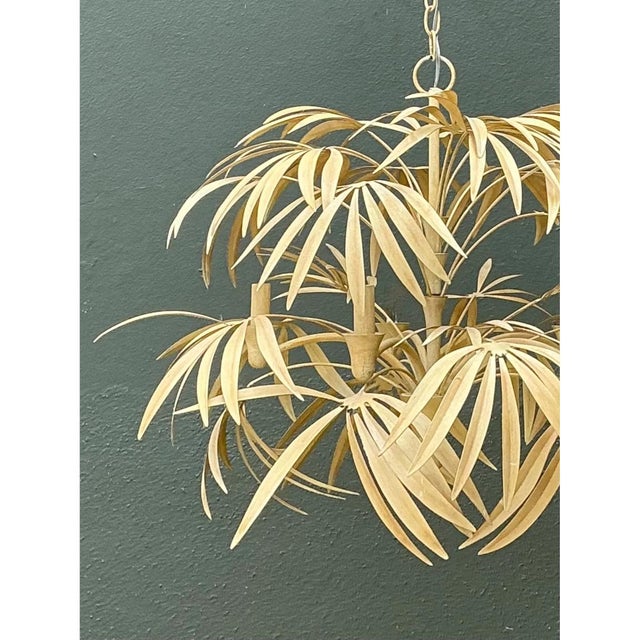 Early 21st Century Vintage Currey and Company “Calliope” Palm Frond Chandelier For Sale - Image 5 of 12