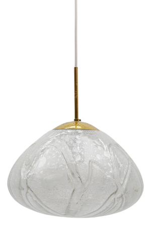 Large Ice Glass Pendant Lamp from Doria Leuchten, Germany, 1960s
