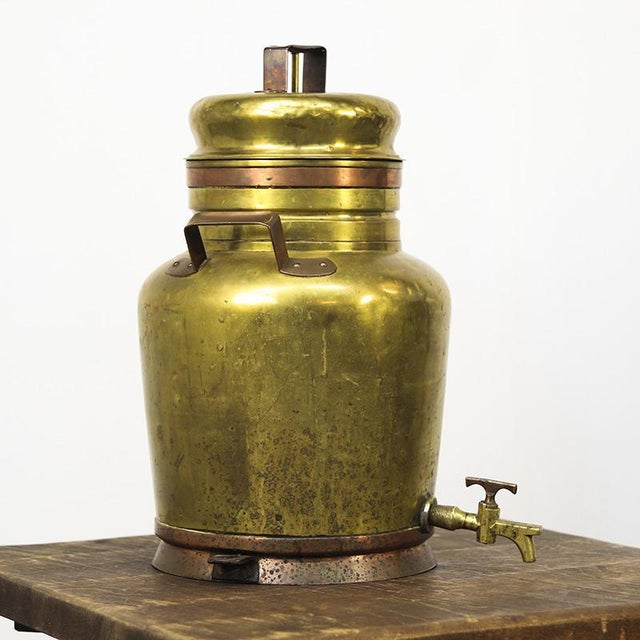 Copper Large Rustic Farmhouse French Brass Canne à Lait or Milk Jug For Sale - Image 8 of 11