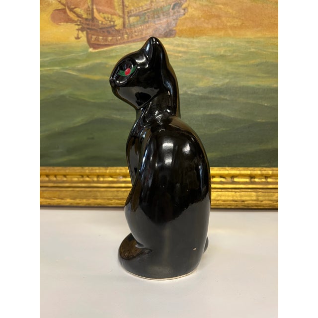 Mid-Century Halloween Decor Ceramic Black Cat. | Chairish