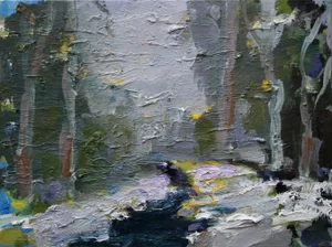 Winter Creek, Impressionist Oil Painting Landscape