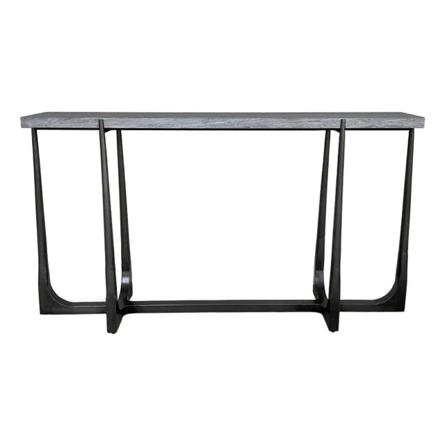 Revelation Modern Gray Marble Tapering Console Table For Sale