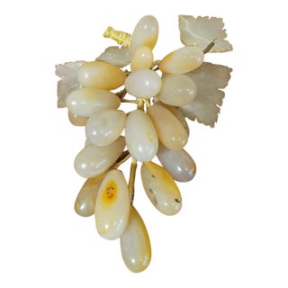 Vintage MCM Stone White Grape Cluster & Leaves For Sale
