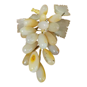 Vintage MCM Stone White Grape Cluster & Leaves