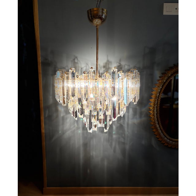 Cristal Triedri Murano Glass Chandelier by Venini For Sale - Image 14 of 18