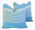 French Blue & White Nautical Striped Feather/Down Pillows 22" Square - Pair For Sale