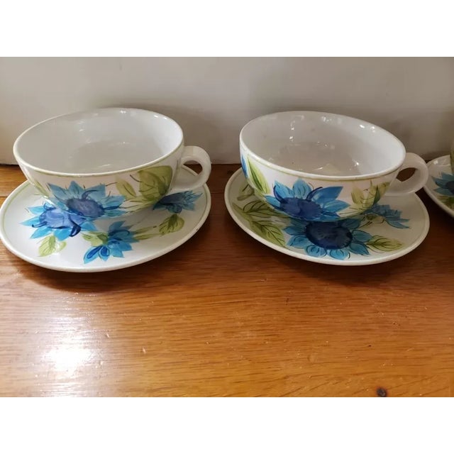 1950s 1950s Japanese Ironstone Ware Hand Painted Bowls & Saucers- 10 Pieces For Sale - Image 5 of 10