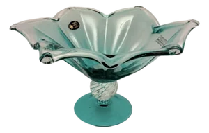 Vintage Murano Italy Art Glass Footed Pedestal Centerpiece Compote Bowl Large.