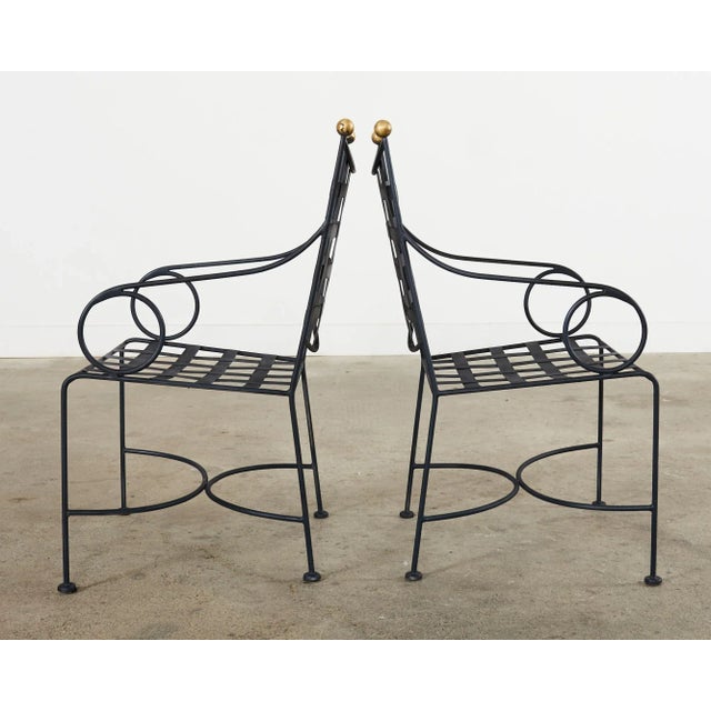 Set of Four Mario Papperzini Style Iron Bronze Garden Dining Chairs For Sale In Sacramento - Image 6 of 12