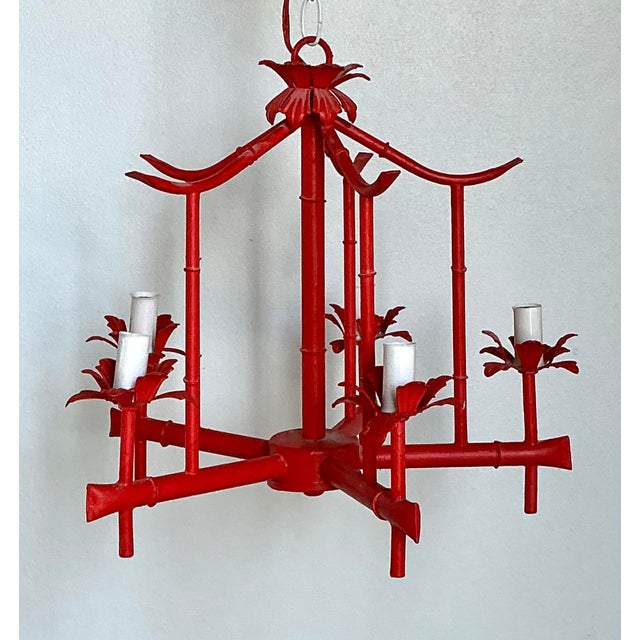 Late 20th Century Vintage Regency Painted Faux Bamboo Pagoda Lantern For Sale - Image 5 of 12