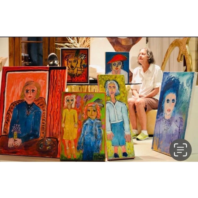 Large Vintage Abstract Oil Painting of a Lady in Purple by JoAnne Fleming, 40” X 32” For Sale - Image 4 of 7