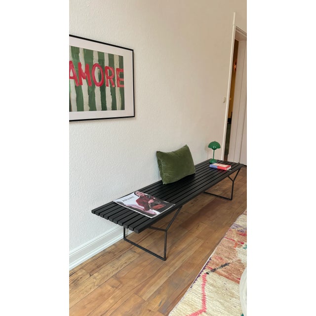 Mid-Century Modern Vintage Black Model 400 Bench attributed to Harry Bertoia for Knoll International For Sale - Image 3 of 13