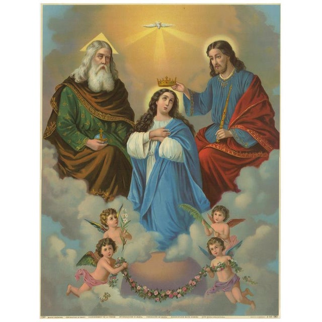 Coronation of Mary, 1900s, Chromolithograph For Sale - Image 10 of 10
