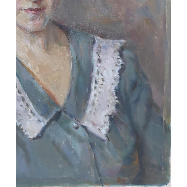 Original Oil Portrait Painting: Young Girl, Soviet Ukrainian Art 54-45 For Sale - Image 6 of 6