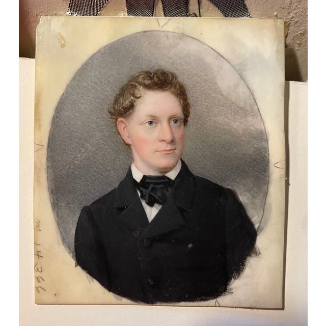 Portraiture Antique Portrait Miniature of a Man With Blue Eyes For Sale - Image 3 of 5