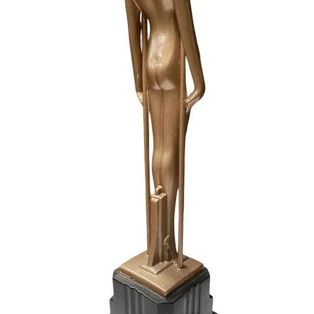 Frankart Style Copper-Tone Nude “Sarcophagus Girl“ Cocktail Smoker Ashtray Stand For Sale - Image 12 of 12