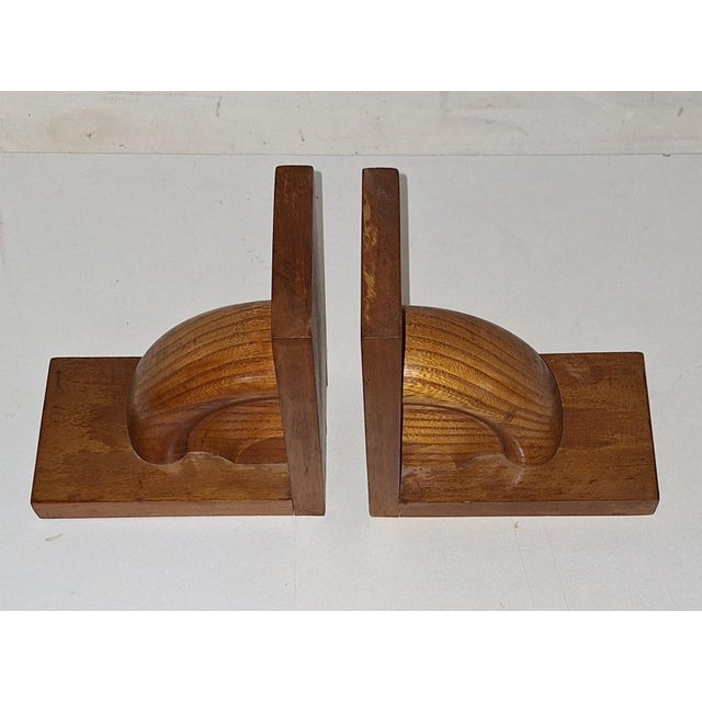 Art Deco German Bookends in Elm Wood, 1930s, Set of 2, in Very Good conditions. Designed 1920 to 1949