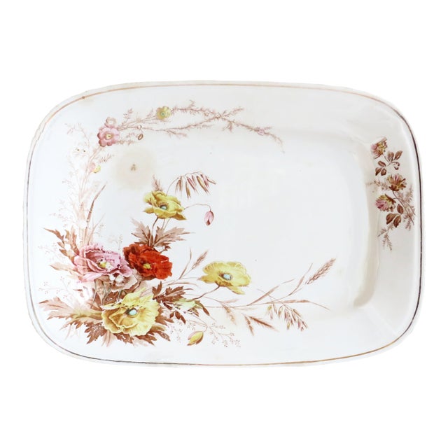 19thC Antique English Ironstone Transferware Platter by a.j. Wilkinson For Sale