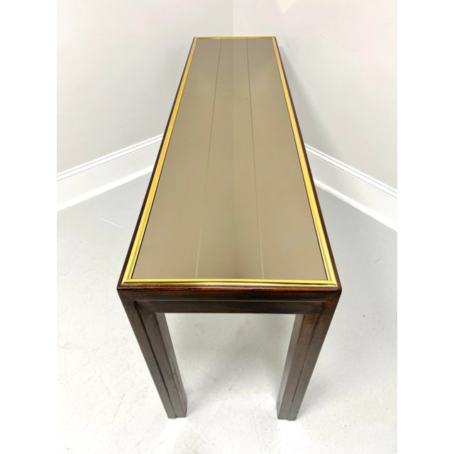 Henredon 1980's Oak and Brass Mirror Top Contemporary Console Sofa Table For Sale In Charlotte - Image 6 of 10