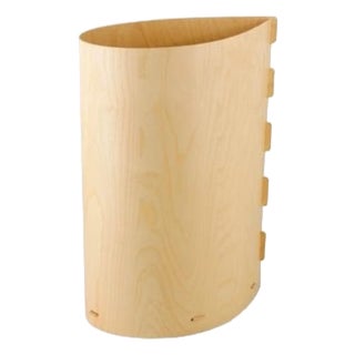Pablo Pardo "Uno" Bent Wood Wastebasket / Paper Bin / Trash Can in Blonde / Ash Finish For Sale