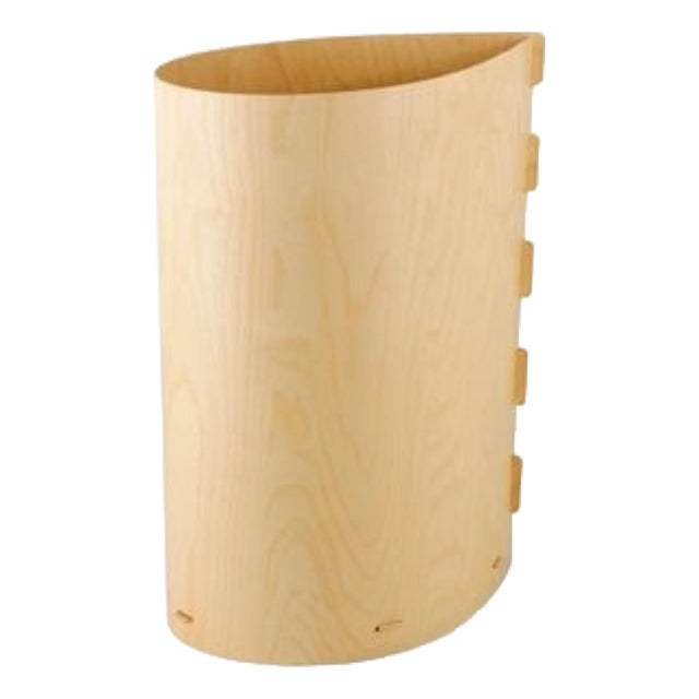 Pablo Pardo "Uno" Bent Wood Wastebasket / Paper Bin / Trash Can in Blonde / Ash Finish For Sale