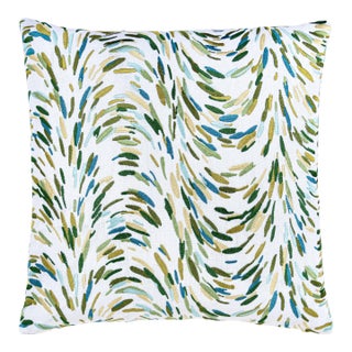 The House Of Scalamandré Fountain Embroidery Square Pillow In Leaf For Sale