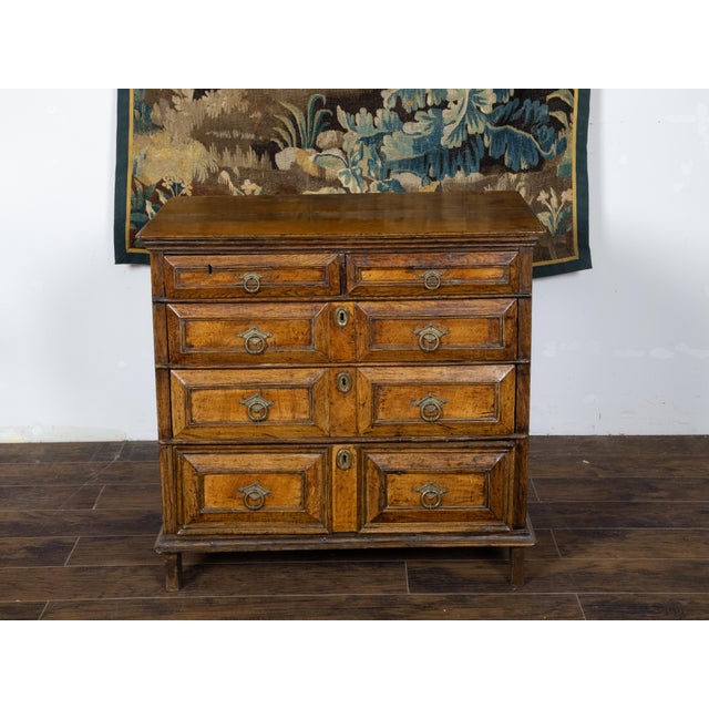 English King George III 1800s Oak Five Drawer Commode with Raised Panels For Sale In Atlanta - Image 6 of 12