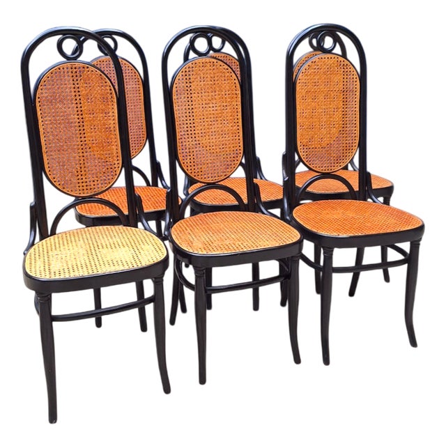 Model 21 Chairs in Beech and Straw, Austria, 1970s, Set of 6 For Sale