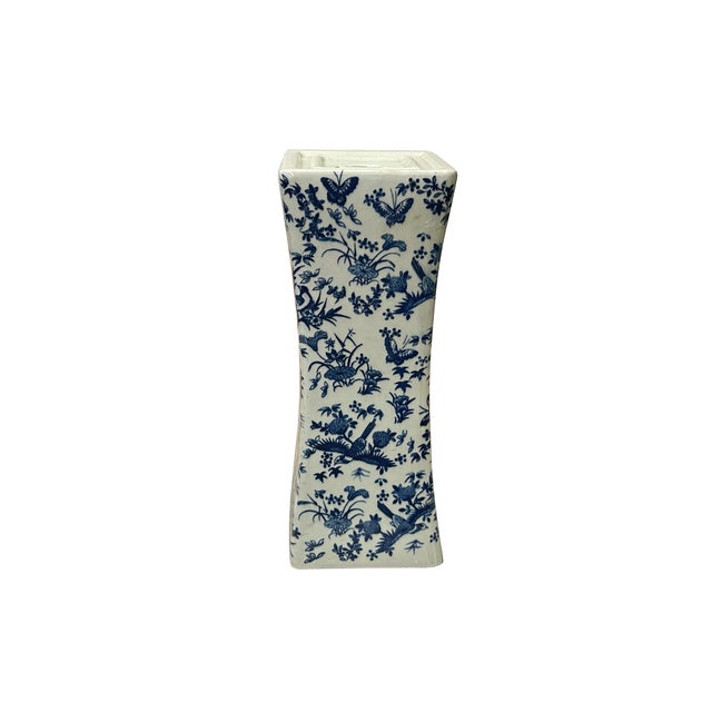 Chinese Blue White Porcelain Flowers Pillow Shape Display Art For Sale - Image 10 of 13