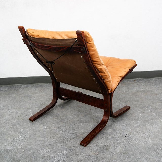 Ingmar Relling Mid Century Danish Modern Lounge Chair Tan Leather Attributed to Ingmar Relling Westnofa MCM For Sale - Image 4 of 12