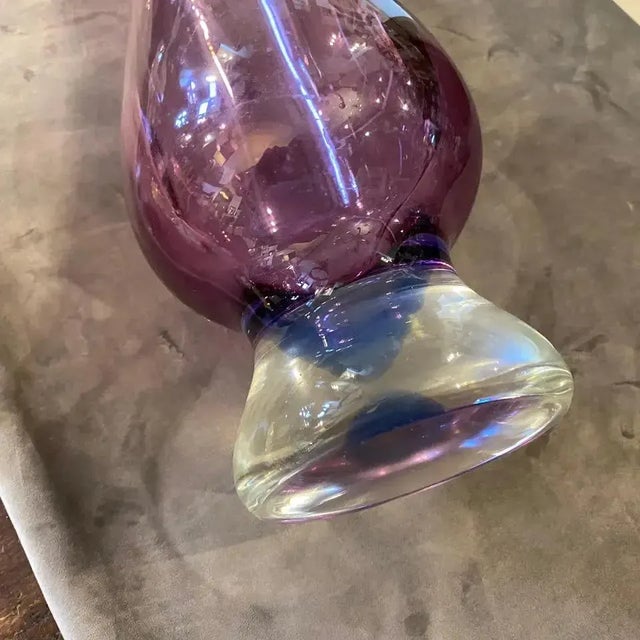 1970s Italian Mid-Century Modern Tall Purple Murano Glass Vase For Sale - Image 10 of 13