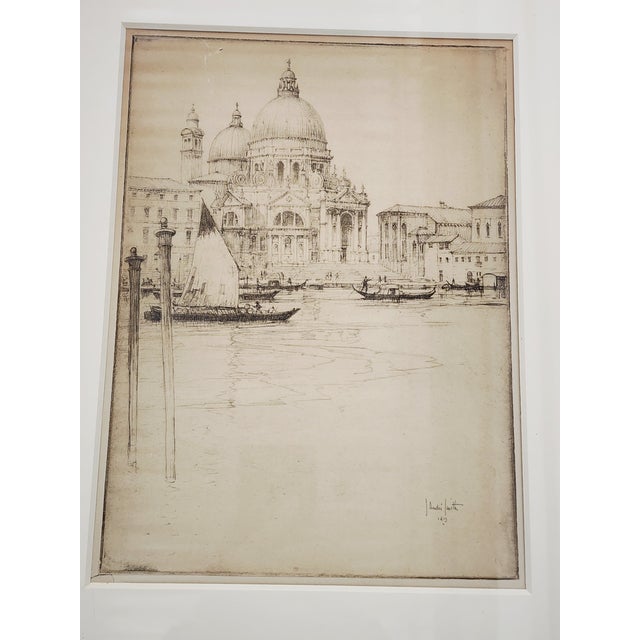 Traditional Antique Venice Basilica Di Santa Maria Della Salute Etching by Andre Smith 1913 For Sale - Image 3 of 11