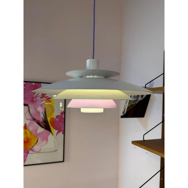 White and Purple Metal Louvered Lamp by Formlight, 1970s For Sale - Image 11 of 11