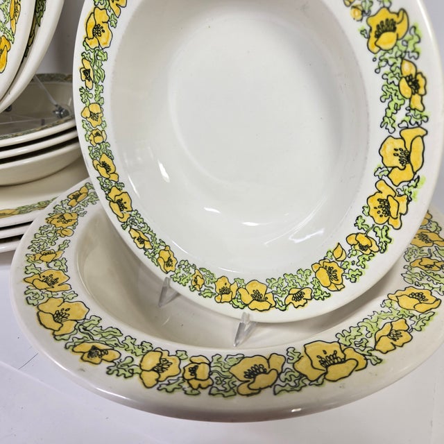 Art Nouveau Buttercup Stoneware- Set of Ten For Sale - Image 9 of 15