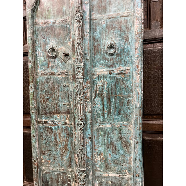 Antique Blue Barndoors Rustic Spanish Style Double Doors 82 For Sale In Orlando - Image 6 of 9
