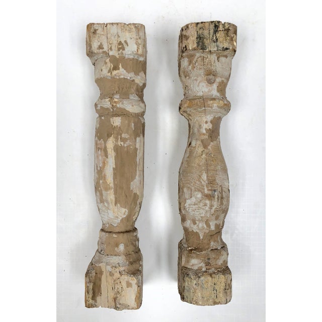 Awesome architectural fragments. Wood balusters salvaged from a French estate. Original multiple layers of chippy paint....