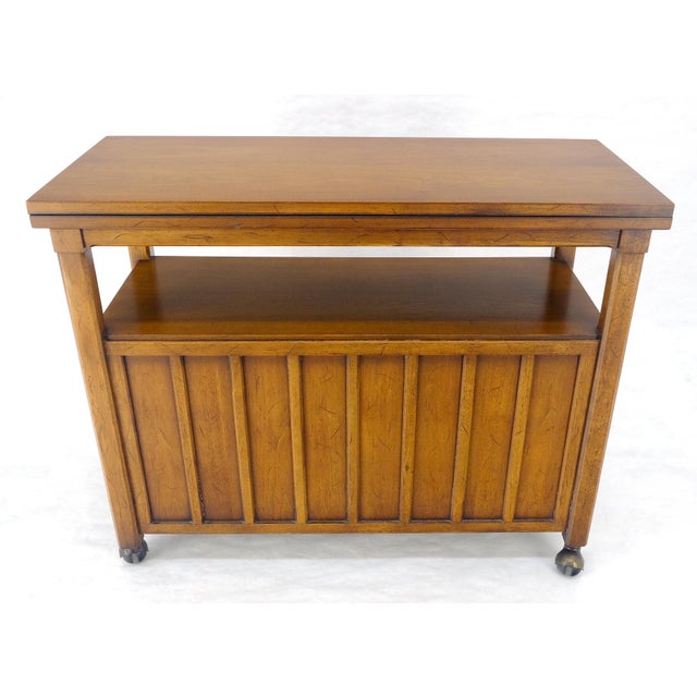 Black Flip Top Balck Formica Serving Cabinet Server on Wheels Mid Century c1970s MINT For Sale - Image 8 of 18