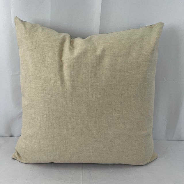 Handcrafted 22” square pillow in designer Althea Citron attributed to Lee Jofa floral linen fabric. Solid coordinating...