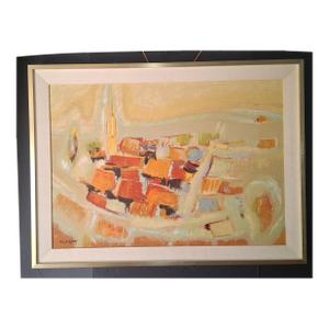 Large Frédéric Menguy Oil on Canvas Abstract Painting From the 1970s