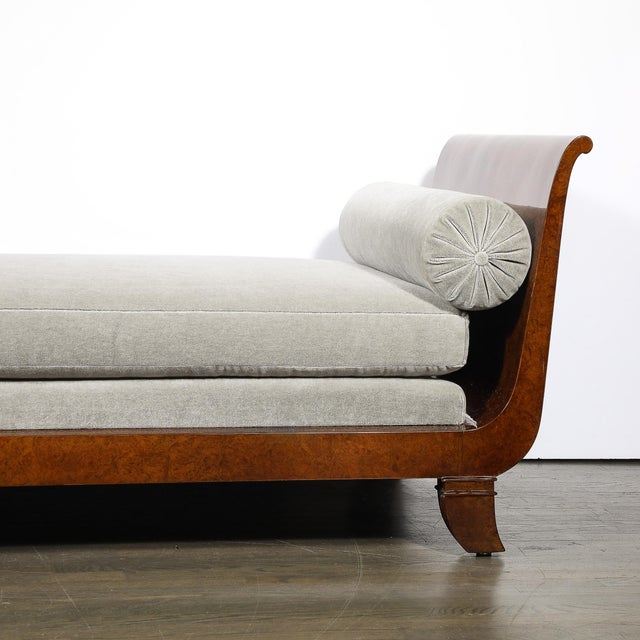 Art Deco Lupe De Amboyna Wood & Taupe Mohair Upholstery Daybed Attr. Jules Leleu For Sale - Image 15 of 18