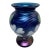 Orient & Flume Floral Blue Art Glass Vase, Signed For Sale