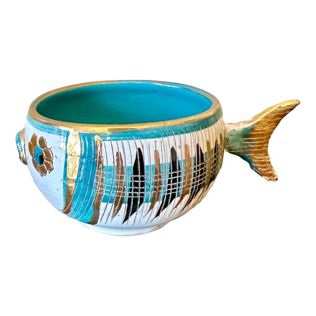 Aldo Londi Bitossi Italian Pottery Figural Fish Bowl For Sale